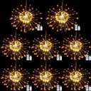 Tuanse 8 Pack Starburst Lights, LED Firework Fairy Lights Outdoor Hanging Battery Operated with Remote Control 120 LED 8 Modes for Garden Christmas Party Decor