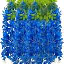 12 Pack Royal Blue Wisteria Hanging Flowers Garland, 3.77 Feet Artificial Flower Vines, Fake Wisteria, Artificial Vines Hanging Garland for Backdrop Outdoor Yard Garden Decor