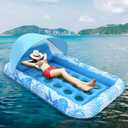 [2025 New Upgraded] Pool Floats Adult - Inflatable Pool Float with Canopy, Pool Floats Adult Heavy Duty, Cooling Water Floaties with Backrest & Cup Holder for River Lake Floats Inflatable Pool Floatie