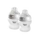 Tommee Tippee Silicone Coated Glass Baby Bottles for Feeding, 5 0z, Anti-Colic, 0+ Months, Slow Flow Breast-Like Nipple, Shatter-Proof Glass, BPA Free, Pack of 2