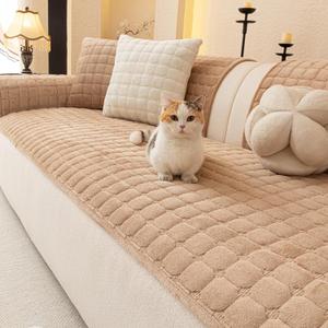 Velvet Couch Covers for Dogs, Dog Sectional Couch Covers, Pet Couchs Cover for Loveseat, Couchs Protector for Dogs, Sectional Sofa Cover for Pet Washable(1PC,Khaki,27.6"59")