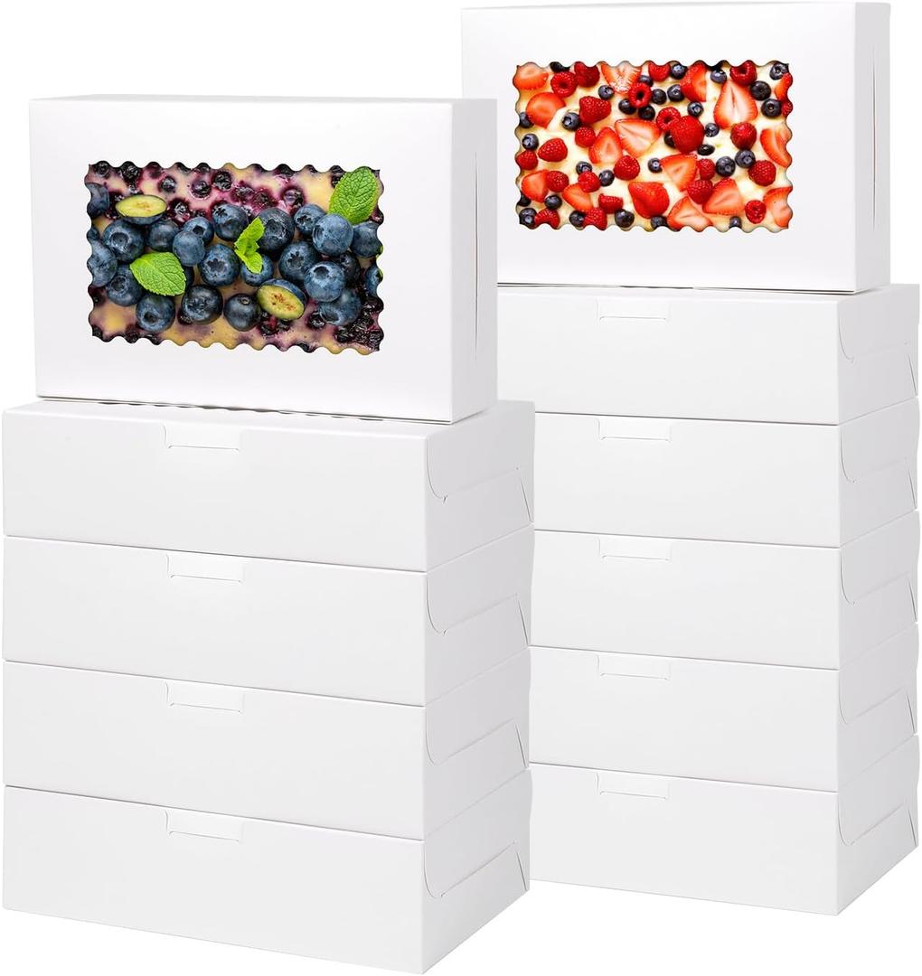 36 pcs Cookie Boxes,9x6x2.5 Inch Large Bakery Boxes with Window for Pies Chocolate Strawberries Muffins Donuts Pastry Dessert Christmas(White) (White, 9 * 6 * 2.5inch/36pcs)