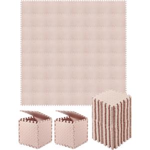 Shihanee Foam Floor Baby Tiles Foam Floor Mats Play Mats Bulk with Borders Interlocking for Kids Baby Playroom Nursery Gym (Beige,64ft)