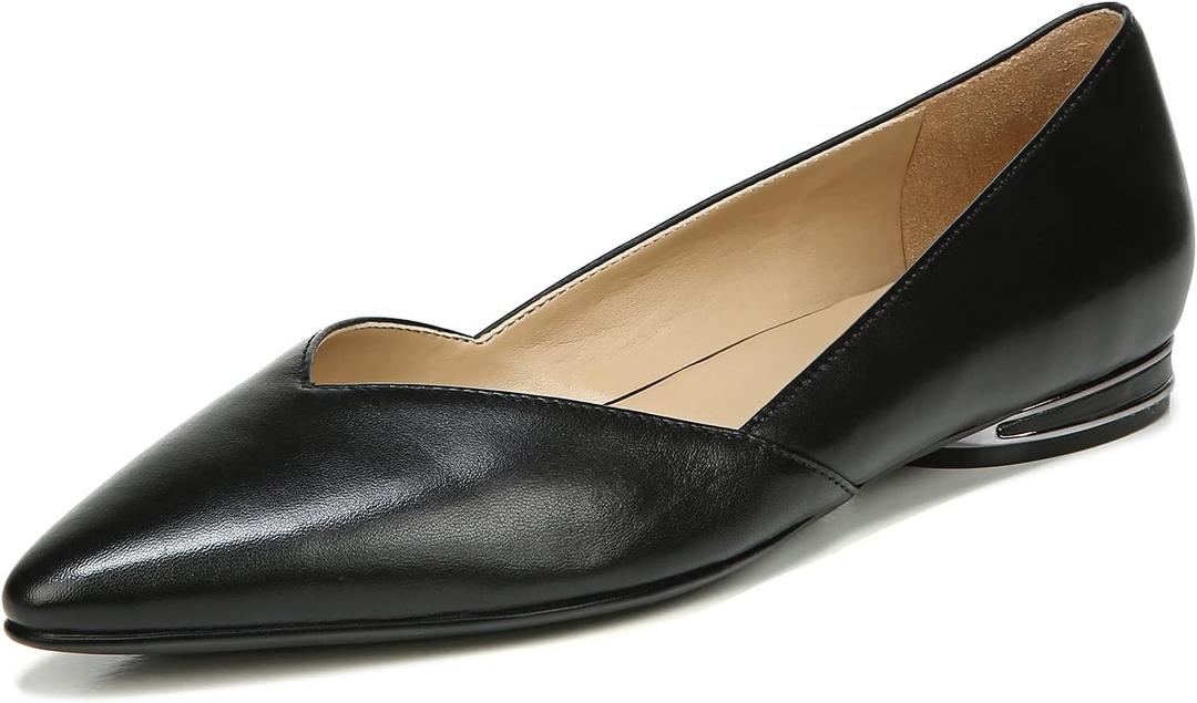 Naturalizer Women's Havana Pointed Toe Slip-On Ballet Flat (10 Wide, Black Leather)