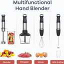 Ganiza Immersion Blender 5 in 1 Hand Blender Max 1000W Heavy Duty Motor, 16 Speed Mode Handheld Blender Stainless Steel Blade With 800ml Mixing Beaker, 600ml Chopper, Whisk and Milk Frother