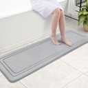 Grandaily Memory Foam Bath Mat Rug 59x20, Ultra Soft, Non-Slip and Absorbent Bathroom Rugs, Machine Wash Dry, Comfortable Bath Carpet for Bathroom Floor, Tub and Shower, Grey