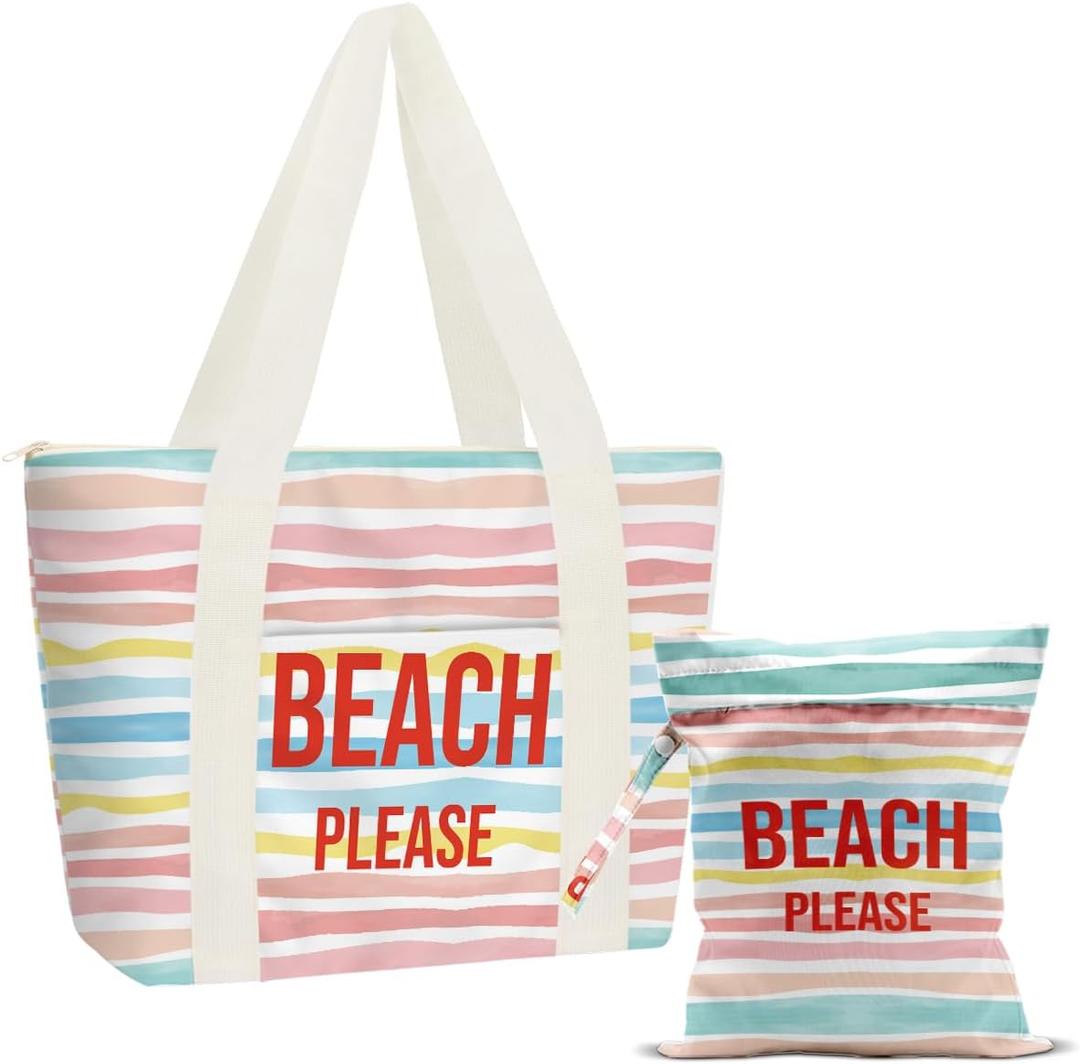 2 x Beach Bag, Travel Beach Bags for Women, Waterproof Sandproof Wet Bag (Rainbow)