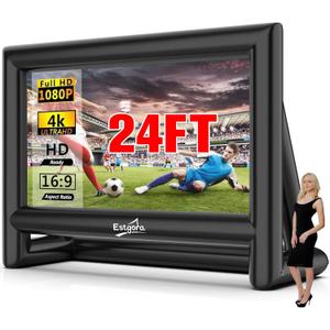 Estgora 24FT Inflatable Movie Screen, Inflatable Projector Screen for Outside, Blow Up Projector Screen with Air Blower,Front & Rear Projection Screens for Outdoor Movie Night Backyard Pool Party Fun