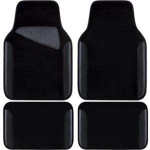 CAR PASS Waterproof Universal Fit Car Floor Mats, Faux Leather Car Carpet Mats, Black Car Mats with Anti-Slip Nibbs Backing & Driver Heel Pad Fit for SUV,Vans,sedans, Trucks,Set of 4pcs(All Black)