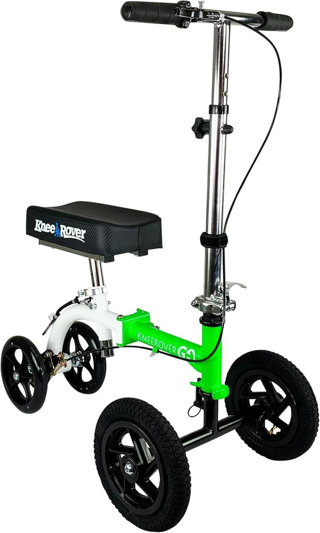 KneeRover GO Hybrid - Most Compact All Terrain Knee Scooter for Adults for Foot Surgery Heavy Duty Knee Walker for Broken Ankle Foot Injuries Recovery Leg Scooter Best Knee Crutch Alternative (Green)