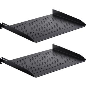 1U Cantilever Universal Rack Shelf - 14in Deep  Rackmount Shelf for 19 AV/Network Equipment Racks  55lbs Capacity - 2Pack