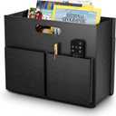 ABC life Magazine Holder Stable Magazine Rack Floor, Foldable PU Leather Newspaper Book Storage Basket Box, Upgraded Magazine File Folder Organizer Free Standing, for Living Room Home Office, Black