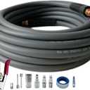 Air Hose 1/4 in x 30 ft, Hybrid Air Compressor Hose Kit with 1/4 in NPT Male Threads, 13 Piece Air Tool & Air Compressor Accessories Kit, Bend Restrictors, 300 PSI (Grey, 30FT-13 Pieces)