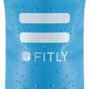 FITLY Soft Flask - Shrink As You Drink Soft Water Bottle for Hydration Pack - Folding Water Bottle Ideal for Running, Hiking, Cycling, Climbing & Rigorous Activity (12 Ounces, Blue)