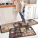 Coffee Kitchen Rugs and Mats Non-Slip, Washable, Stain and Fade Resistant, Suitable for Kitchen Mat Set of 2 Coffee Kitchen Decor 17" x47"+17"x30" (Color-60)
