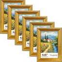 TWING 4x6 Gold Picture Frames Set of 6,Rustic Gold Frames Display Pictures 3x5 with Mat or 4x6 Without Mat,Tabletop Display and Wall Mounting Collage Photo Frame,Set for Wall Gallery