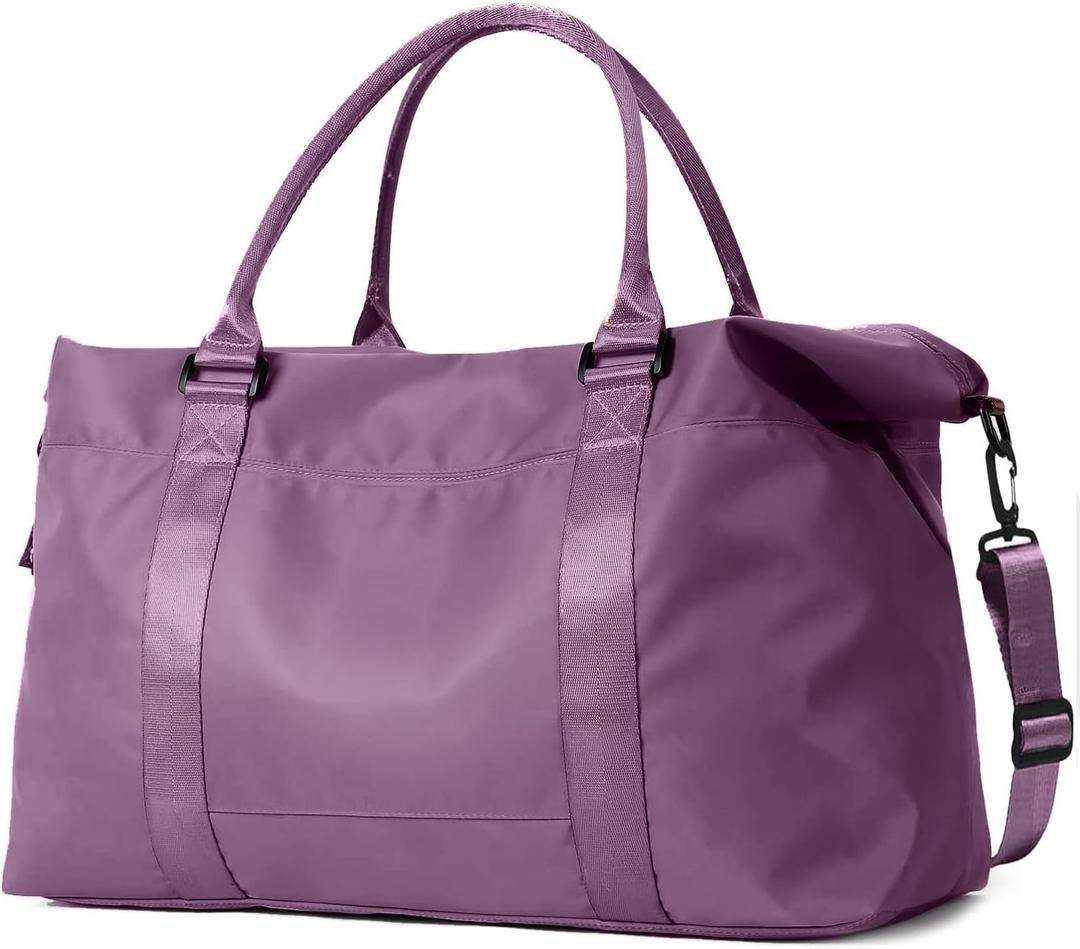 Travel Duffle Bag, Weekender Travel Bag Men Small Gym Bag for Women, Hospital Bag for Labor and Delivery, Overnight Bag Luggage Bag with Trolley Sleeve, Airplane Travel Essentials for Flying(Purple