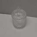 Aoriher 4 Pcs Crystal Glass Candy Jar Set with Lids Home Decorative Storage Jars for Apothecary, Bathroom, Kitchen, and Pantry, Ideal for Cotton Swabs and Jewelry(Medium,Clear)