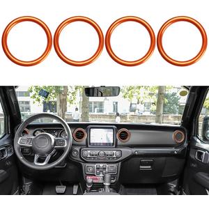 Auovo Air Conditioner Vent Ring Interior Accessories for Wrangler JL 2018-2023 Gladiator JT 2020-2023 Dashboard Air Conditioning Vent Outlet Trim Cover Aluminum Alloy (Orange, 2018-2023)