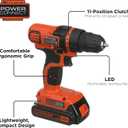 BLACK+DECKER 20V MAX 68-Piece Cordless Drill and Home Tool Project Kit with Tool Storage Bag (LDX120PK)