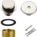 Brushed Nickel Bathtub Drain Tip-Toe Single Hole,Welsan Tub Drain Trim Set Conversion Kit Assembly, Coarse Thread Replacement Trim Kit with 1-Hole Overflow Faceplate Includes an Adapter