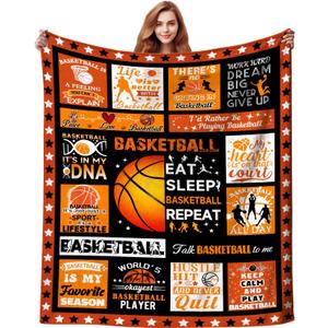 Basketball Gifts for Boys Sport Blanket Basketball Stuff Accessories Soft Throw Blankets Sport Lover Best Gifts for Boys Girls Women Team 50"X40"
