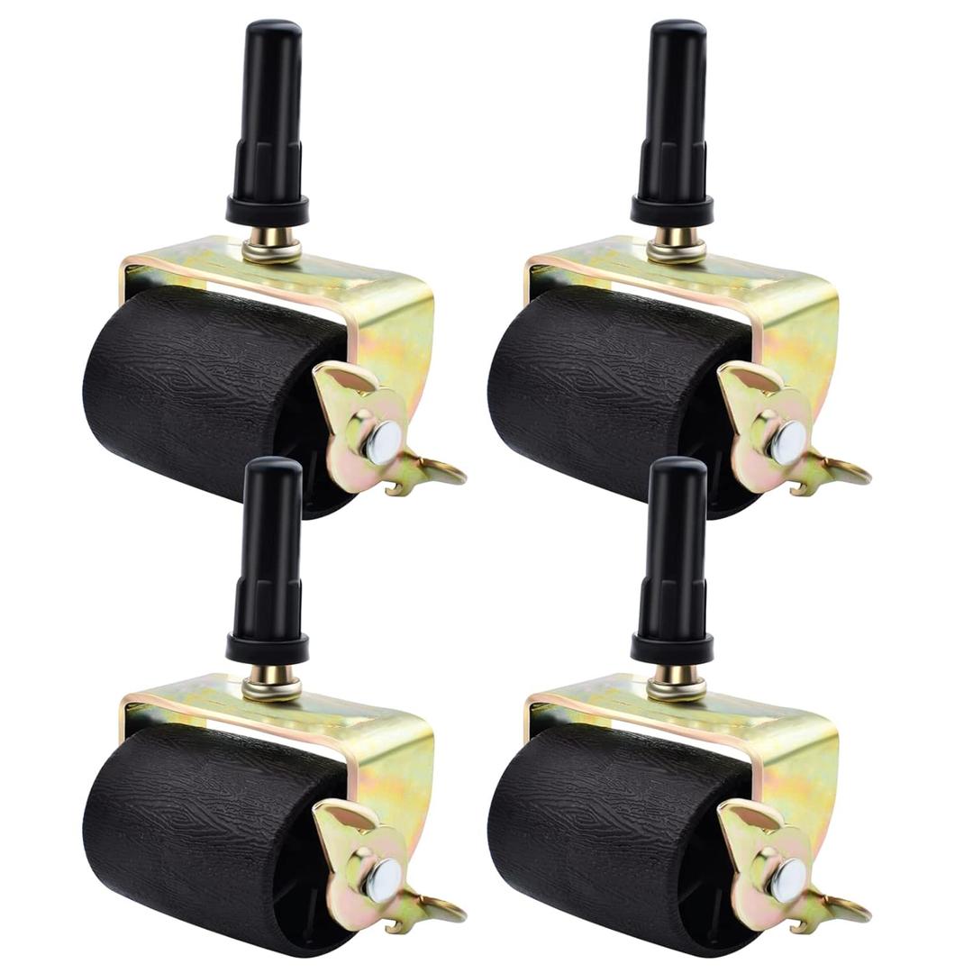 Bed Frame Wheels Casters with Locking, Bed Rollers with Brakes Stem and Socket Sleeve Insters for Bedframe Swivel Casters Replacement, Set of 4