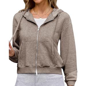Gardenwed Womens Zip Up Hoodies Oversized Sweatshirts Fall Winter Fashion Outfits Casual Jackets 2025 Taupe M