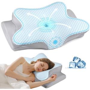 Neck Pillow Cervical Memory Foam Pillows for Pain Relief Sleeping, Contour Pillow for Shoulder Pain, Ergonomic Orthopedic Bed Pillow for Side, Back & Stomach Sleepers with Breathable Pillowcase