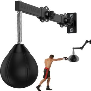 Speed Bag Boxing Punching Bag, Wall Mount Height Adjustable & Fold Speed Bags for Boxing, Wall Bracket Boxing Reflex Ball, Boxing Bag as Adults Teens and Kids, Fits Home Gym Workout