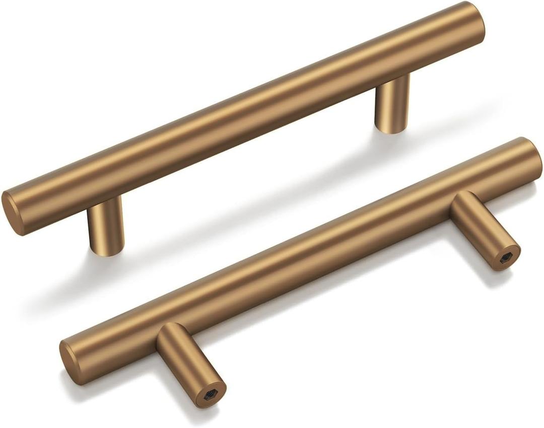 goldenwarm 10 Pack Champagne Bronze Cabinet Pulls Gold Cabinet Handles 3-1/2 inch(90mm) Champagne Drawer Handles Brushed Bronze Cabinet Pulls Kitchen Bathroom Bedroom Dresser Furniture Hardware