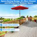 BeneLabel Patio Umbrella Holder for Deck Railing No Drill Deck Umbrella Clamp Mount Fits 1"-2" Umbrella Poles Space Saving Design Umbrella Holder for Deck Balcony Garden Poolside Railing