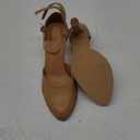 Coutgo Womens Chunky High Heels Closed Pointed Toe Ankle Strap Pumps Vintage D'Orsay Dress Party Shoes (7.5, Light Brown)