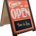 Excello Global Products A-Frame Open/Closed Sign w Chalkboard Rustic Easy to Mount Informative Business Store Restaurant Bar Double Sided Vintage Wooden Sign Decor 17x13 Inches