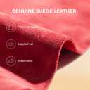 DREAM PAIRS Snow Boots for Women Genuine Suede Faux Fur Lining Anti-Slip Warm Winter Booties Slip On Memory Foam Ankle Boots FuzzyClassicⅡ Low Boots,Size 6.5,Red,SDSB2432W