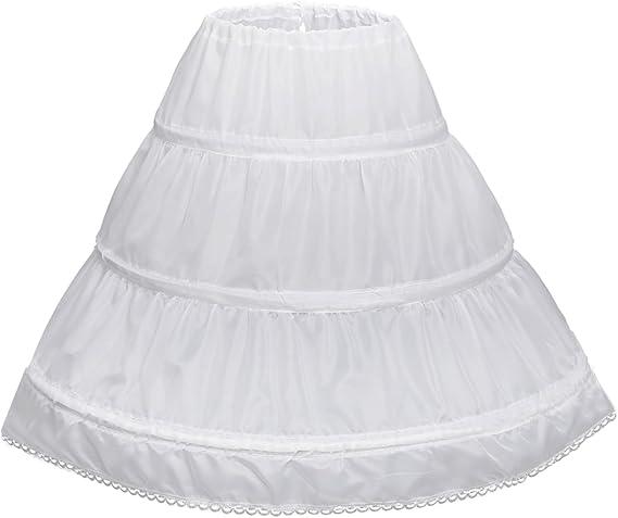 Abaowedding Girls' 3 Hoops Petticoat Full Slip Flower Girl Crinoline Skirt, Size 10-11Y