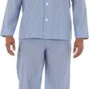 Fruit of the Loom Men's Long Sleeve Broadcloth Pajama Set (Medium)