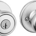Kwikset Tylo Entry Door Knob with Lock and Key, Secure Keyed Handle Exterior Doorknob, Front Entrance and Bedroom, Satin Chrome, Pick Resistant SmartKey Rekey Security (1 Pack)