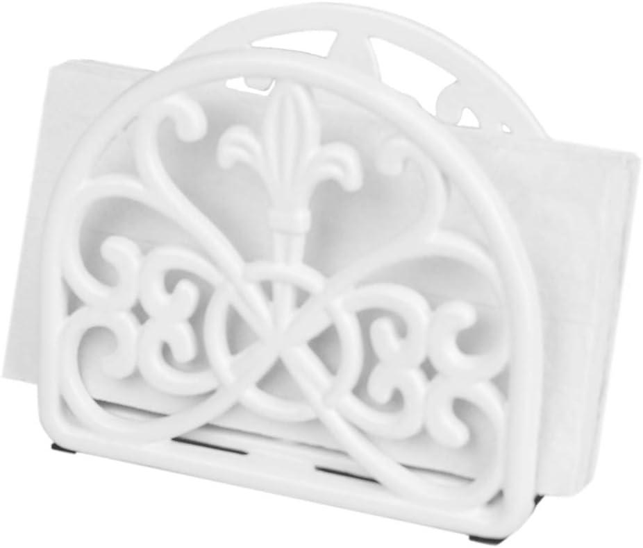 Home Basics Cast Iron Paper Napkin Holder/Freestanding Tissue Dispenser For Kitchen Countertops, Dining Table, Picnic Table, Indoor & Outdoor Use, Durable Storage and Organization Option (White) (5.62" x 2.18" x 4.6")