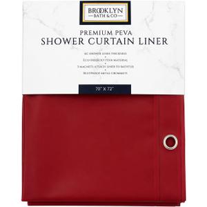 Home Expressions Brooklyn Bath & Co. Premium PEVA Shower Curtain Liner Beige, 70 x 72 Inch, Waterproof Heavy Duty Shower Liner with Grommets & 3 Magnets (Burgundy-1)