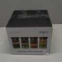 4 Pack Glass Salad Jars with Wooden Lids for Meal Prep, Leakproof Container with Two Small Built in Cups for Wet/Dry Separation for Salad Dressing and Ingredients, 32oz Mason Jars (Acacia)