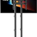 Perlegear Universal Floor TV Stand for 3270" TVs up to 110 lbs, Height-Adjustable Tall TV Stand with Solid Wood Base & Extra-Stable Anti-Tip Feet, Swivel TV Mount for Bedroom, VESA 400x400, PGFLS34B
