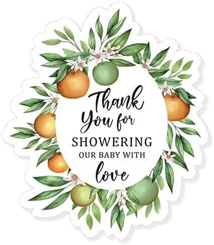 2.4 Inch Cutie Orange Thank You for Celebrating with Us Sticker,Fruit Baby Shower Thank You Stickers,Baby Gril Shower Orange Theme Supplies Favors Labels Decorations for Kids(80 PCS)