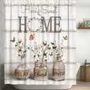 Tijuboni Farmhouse Shower Curtain Cotton Flowers Shower Curtains for Neutral Country Bathroom Decor Rustic Shower Curtain Set Waterproof Polyester Fabric 72 x 72 Inch