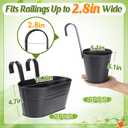 MADHOLLY 6Pcs Railing Planter with Drainage - 10.8" & 5.1" Bucket Pots for Balcony Railing, Metal Iron Hanging Flower Pots for Herb Planter Outdoor Deck & Rail Decor with Hook, Black