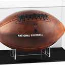 Clear Football Display Case,Memorabilia Display Box Cases for Football or Memorial Sports Gloves,with Steel Brackets Hanger & Removable Interior Football Display Stand(11.8x7.9x7.9 inch; 30x20x20 cm)