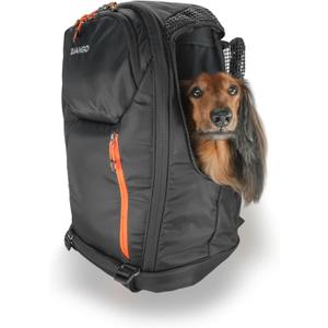 DJANGO Dog Carrier Backpack  Pet Backpack for Small Dogs & Cats with Hip Belt, Laptop Pocket & Water Bottle Sleeve  Travel Dog & Cat Carrier for Hiking, Camping & Commuting (Midnight Black)
