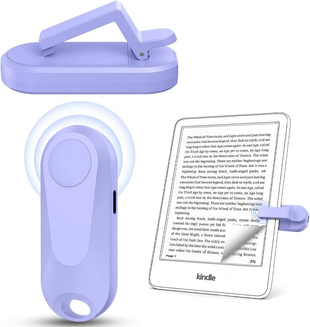 DATAFY [Case-Friendly] Page Turner for Kindle Paperwhite Oasis Kobo eReaders, Camera Camcorder Remote Controls, Page Turner Clicker for ipad Tablets Reading Novels with Wrist Strap Storage Bag Purple