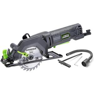 Genesis Mini Circular Saw 4.0 Amp 4-1/2" with 24T Carbide-Tipped Blade, Rip Guide, Vacuum Adapter, and Blade Wrench (GCS445SE)