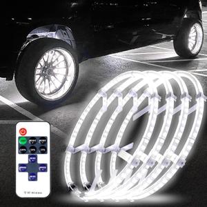 17 inch Bright White Double Row Wheel Lights, Pure White and Remote ControlWheel Ring Light for Car, Truck, Pickup, Vehical Offroad